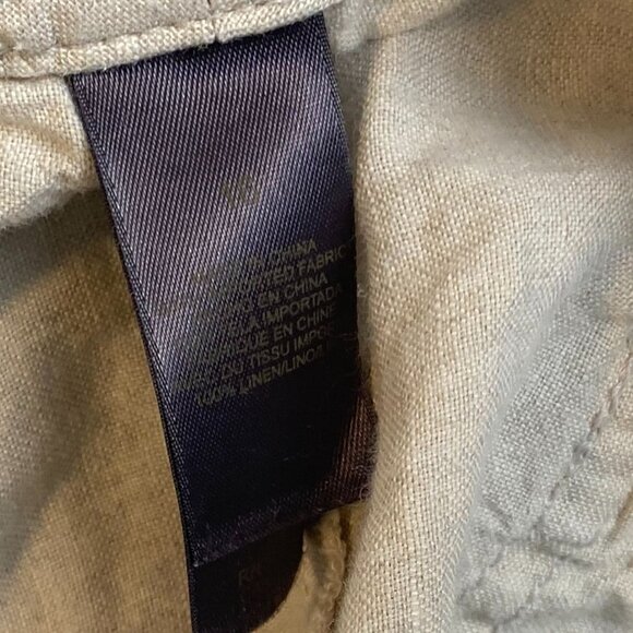 Liz Claiborne Women's Cargo Pants Size 16 Beige 100% Linen Casual Wide Leg Crop - Picture 8 of 16